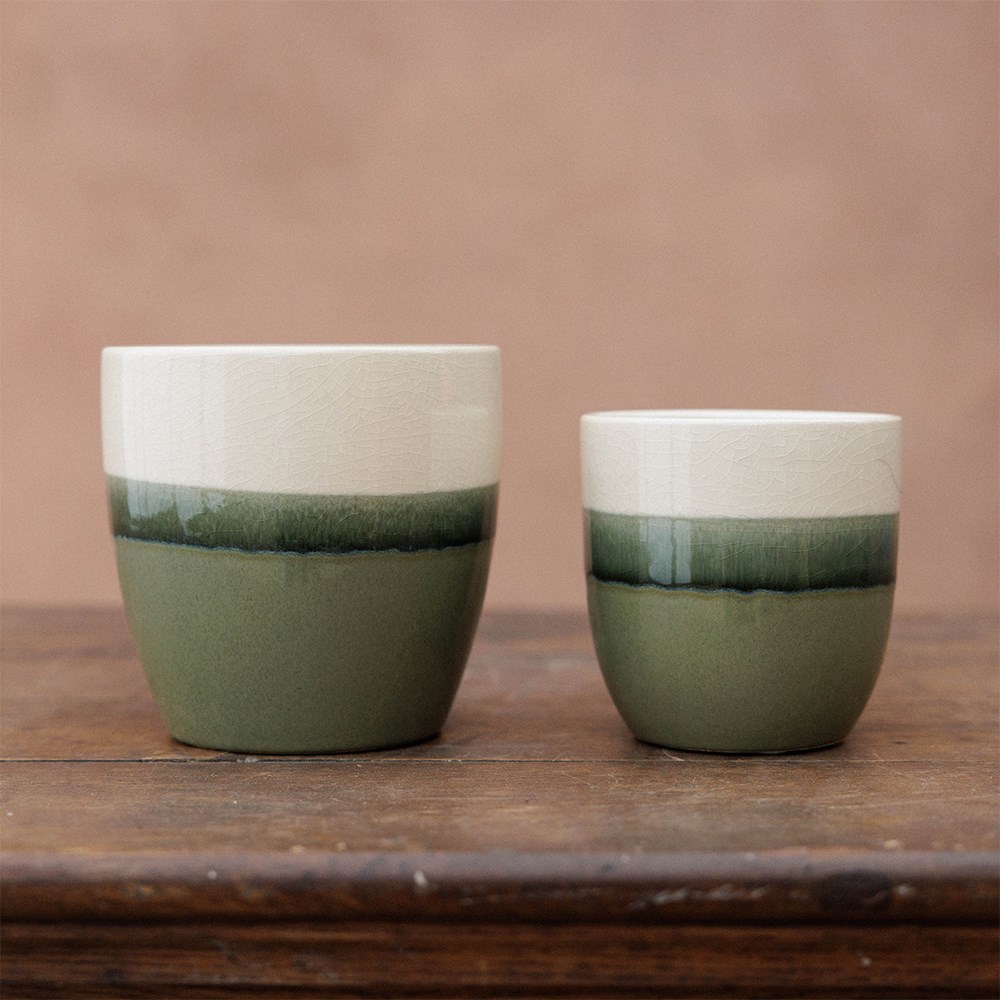 Glazed ombre plant pot - green