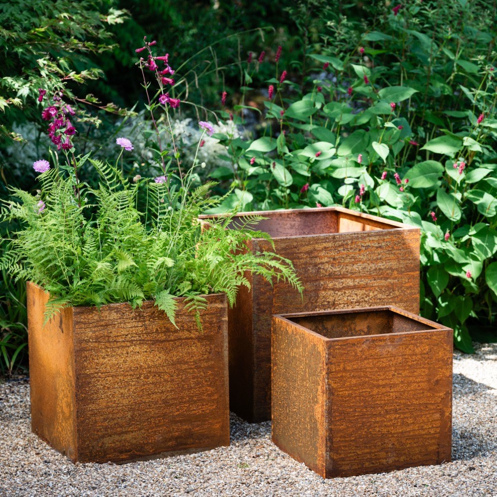 Corten steel planter - square