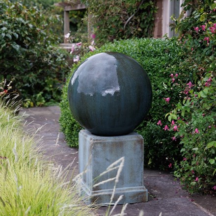 Large stone finish ball water feature