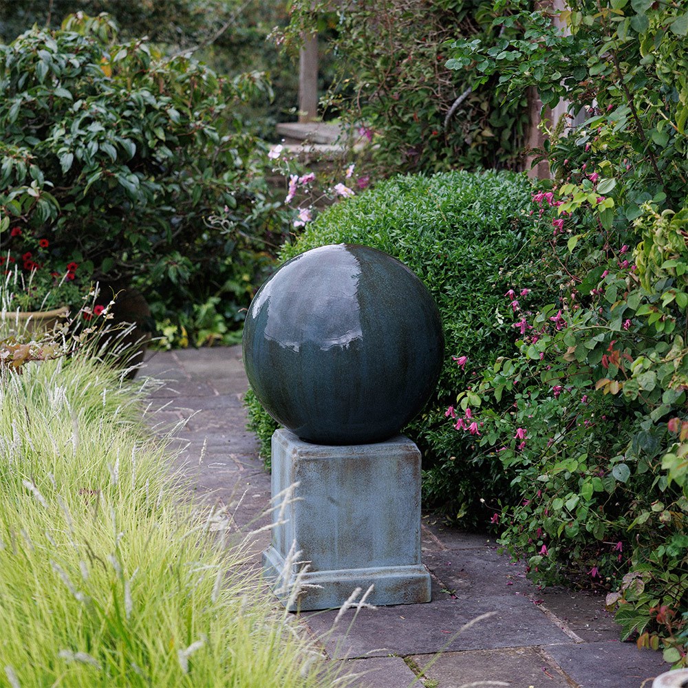 Large stone finish ball water feature