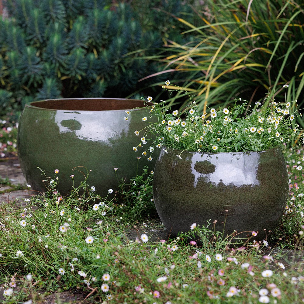 Deep bowl planter - khaki