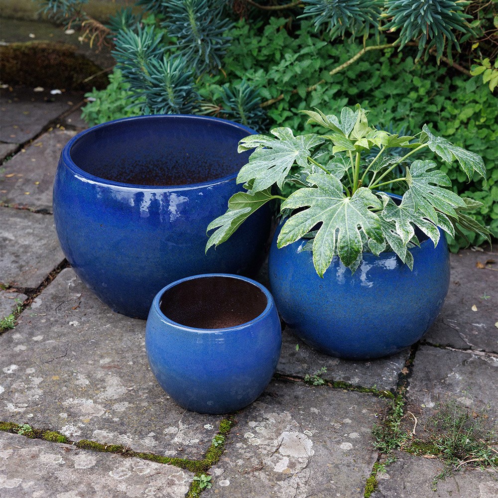 Deep bowl planter - blue