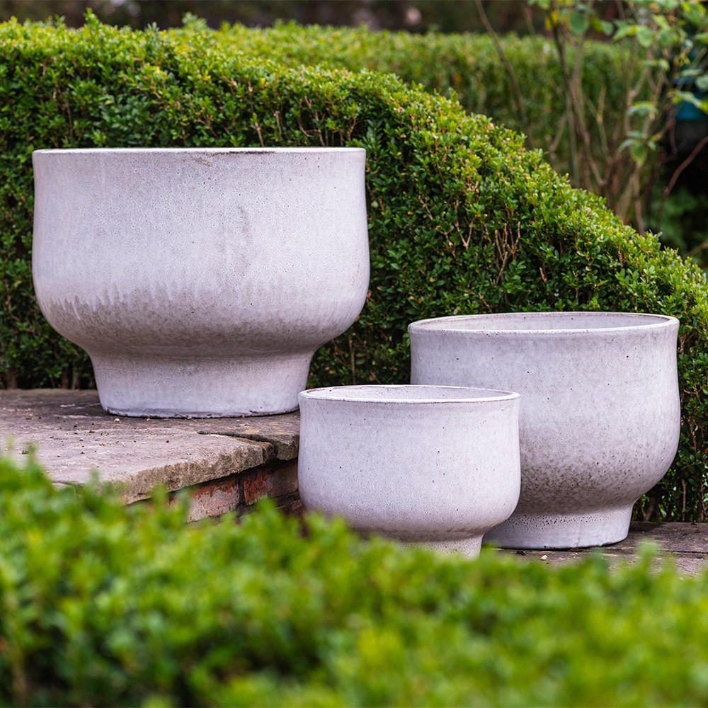 Glazed ceramic planter - whitewash