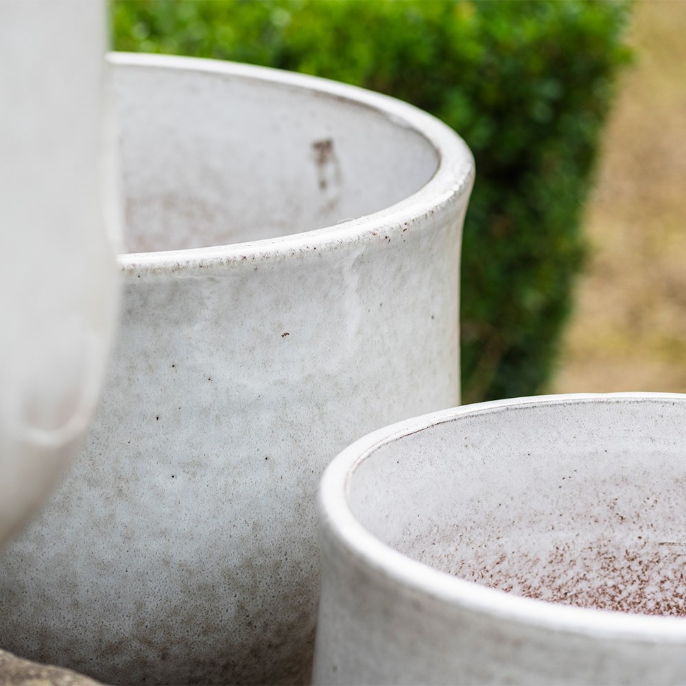 Glazed ceramic planter - whitewash