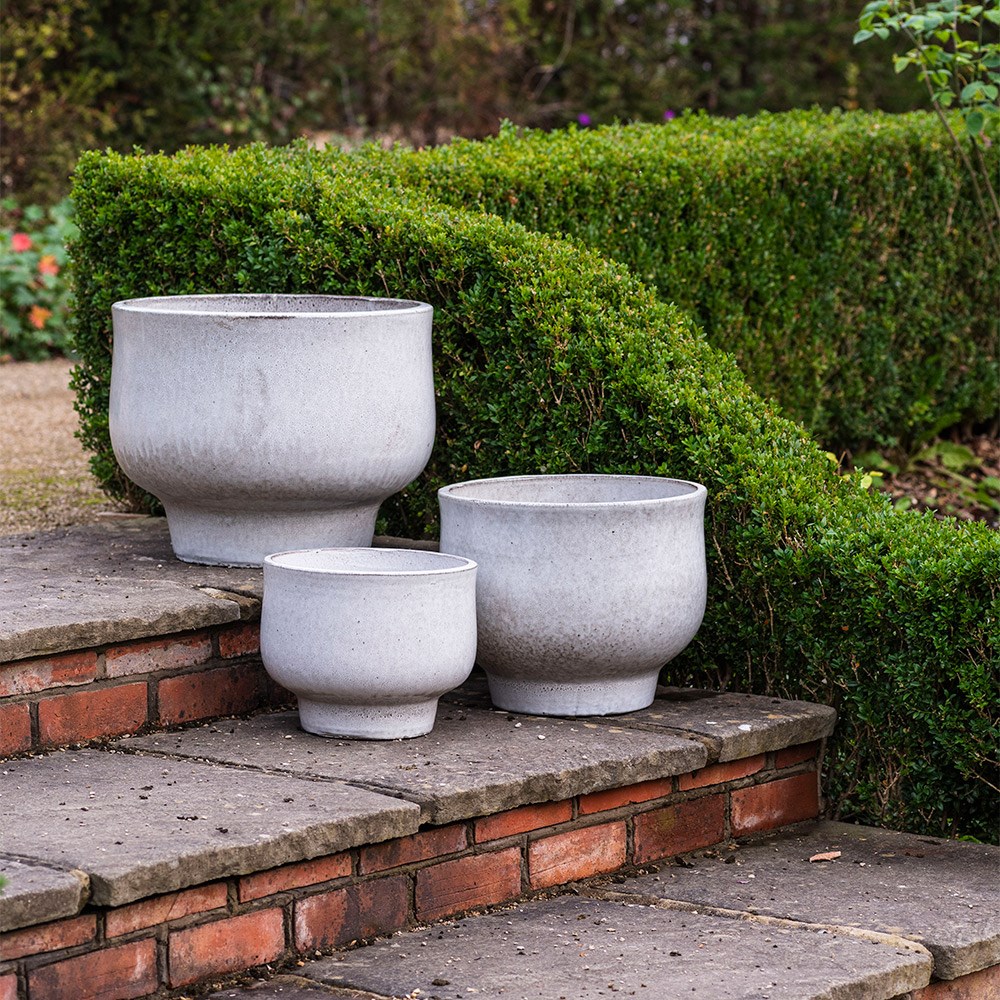 Glazed ceramic planter - whitewash