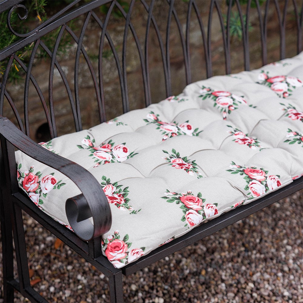 Rose print bench cushion