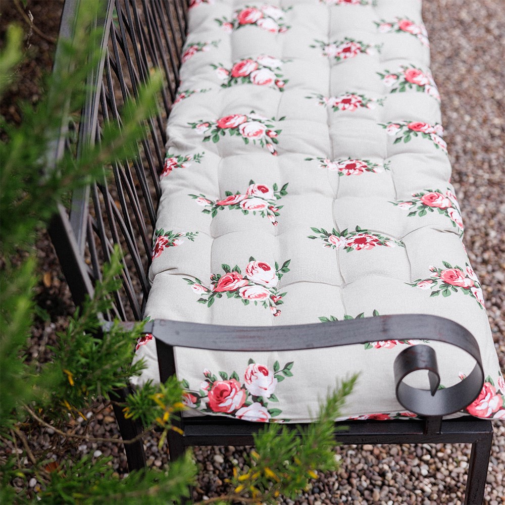 Rose print bench cushion