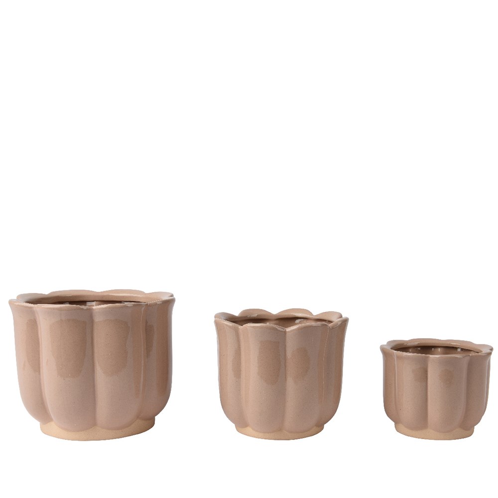 Ceramic petal plant pot set of 3 - blush