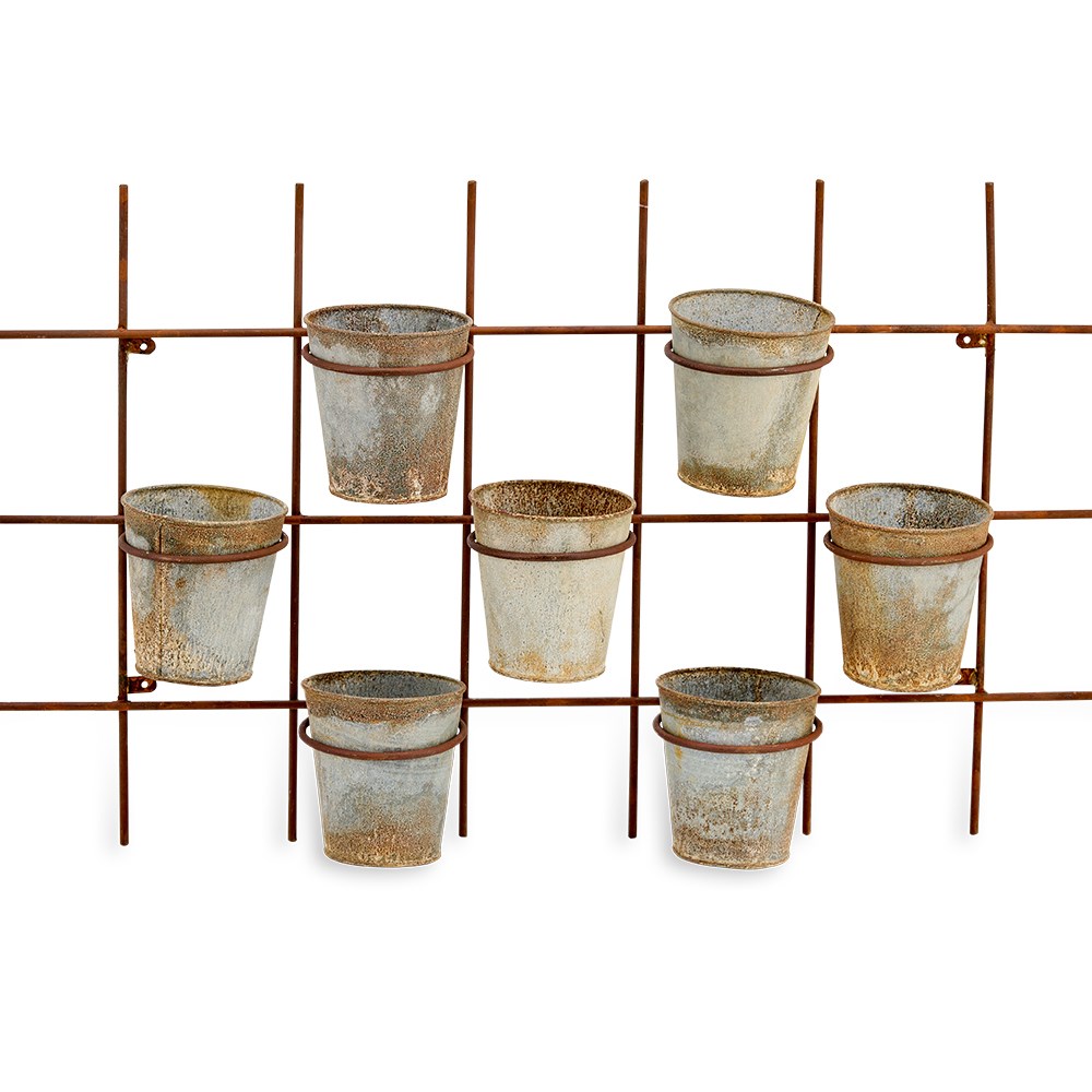 Rustic aged zinc wall planter