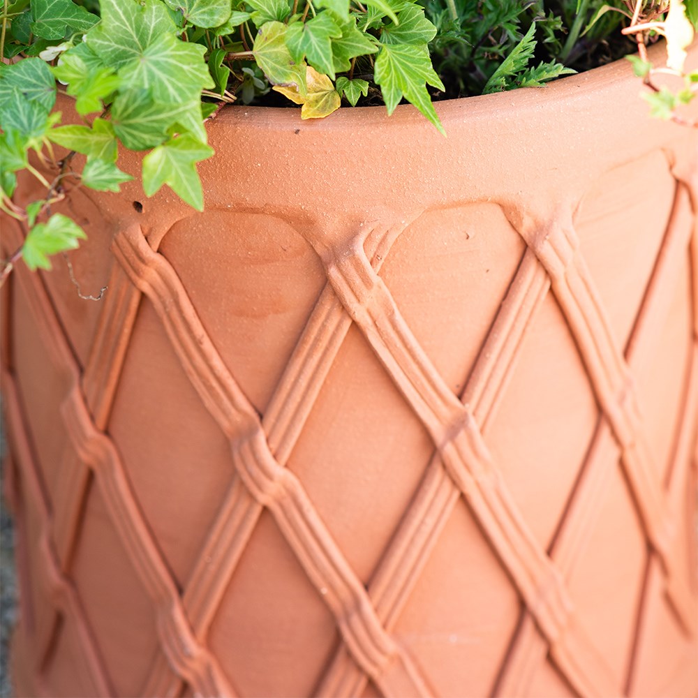 Terracotta basket barrel pot