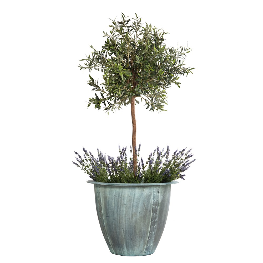 Lightweight riveted beaten copper effect planter