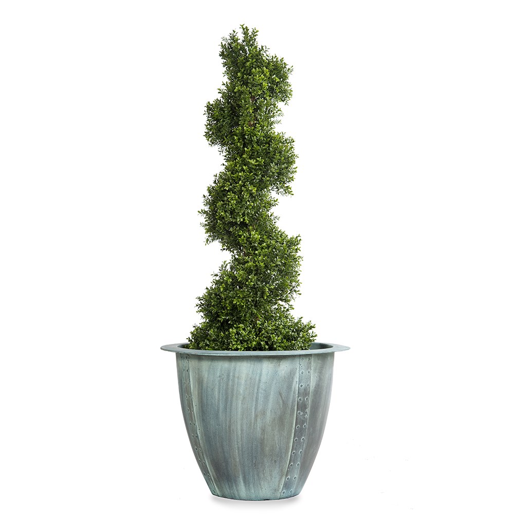 Lightweight riveted beaten copper effect planter