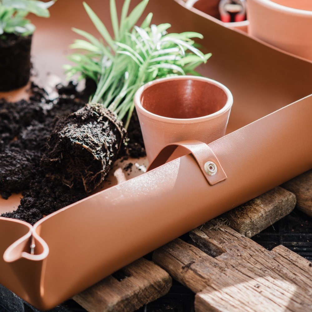Vegan leather potting mat