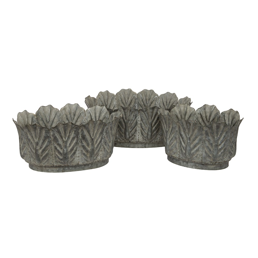 Metal leaf bowl planters - set of three