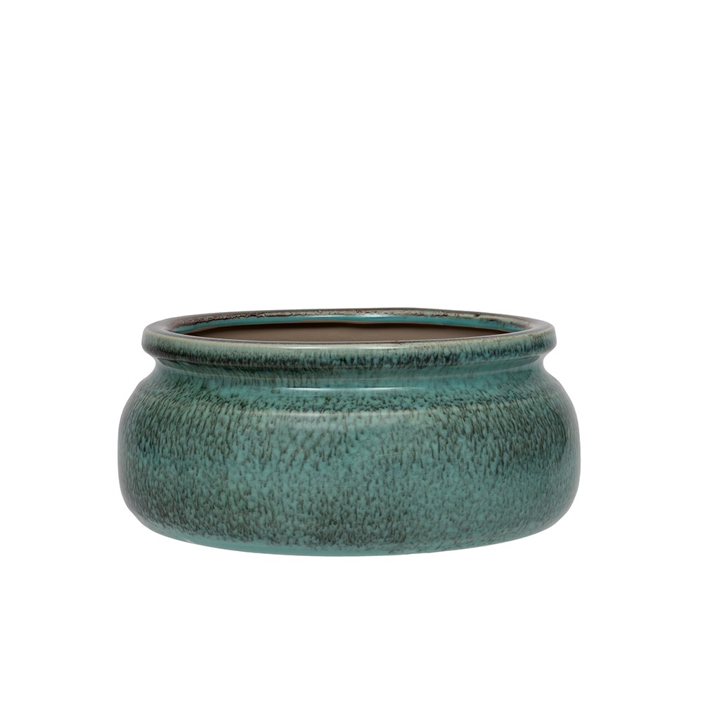 Low glazed bulb bowl - blue