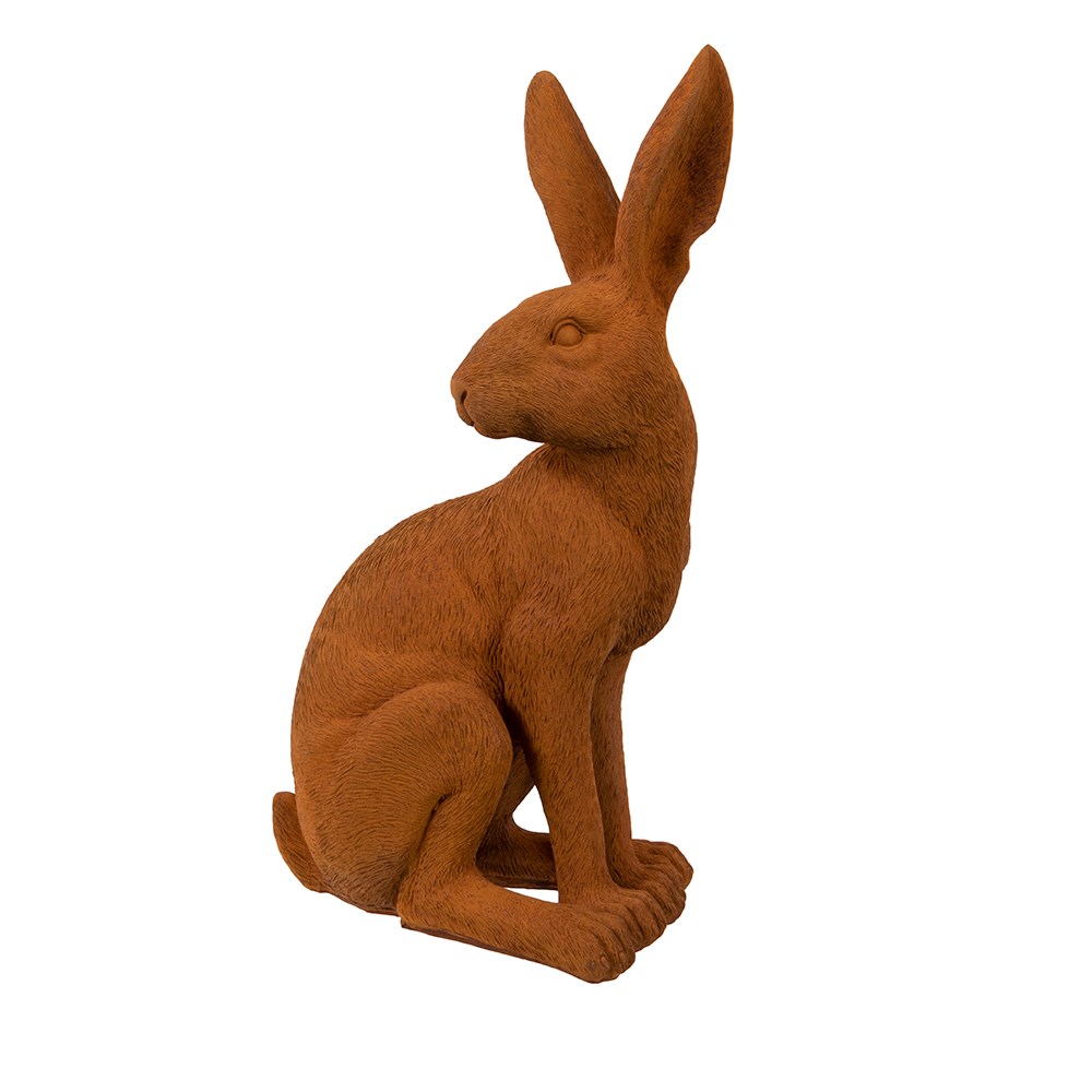Large rusted hare ornament