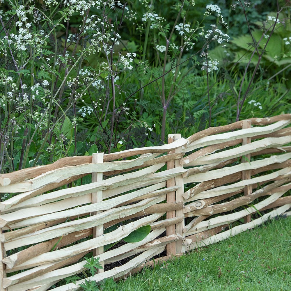 Split hazel edging hurdles