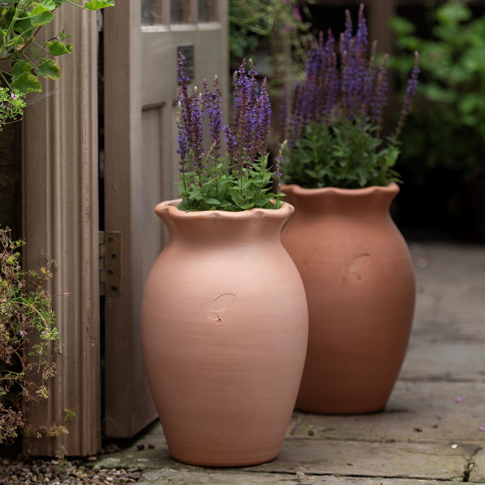 Terracotta ruffle vase pot