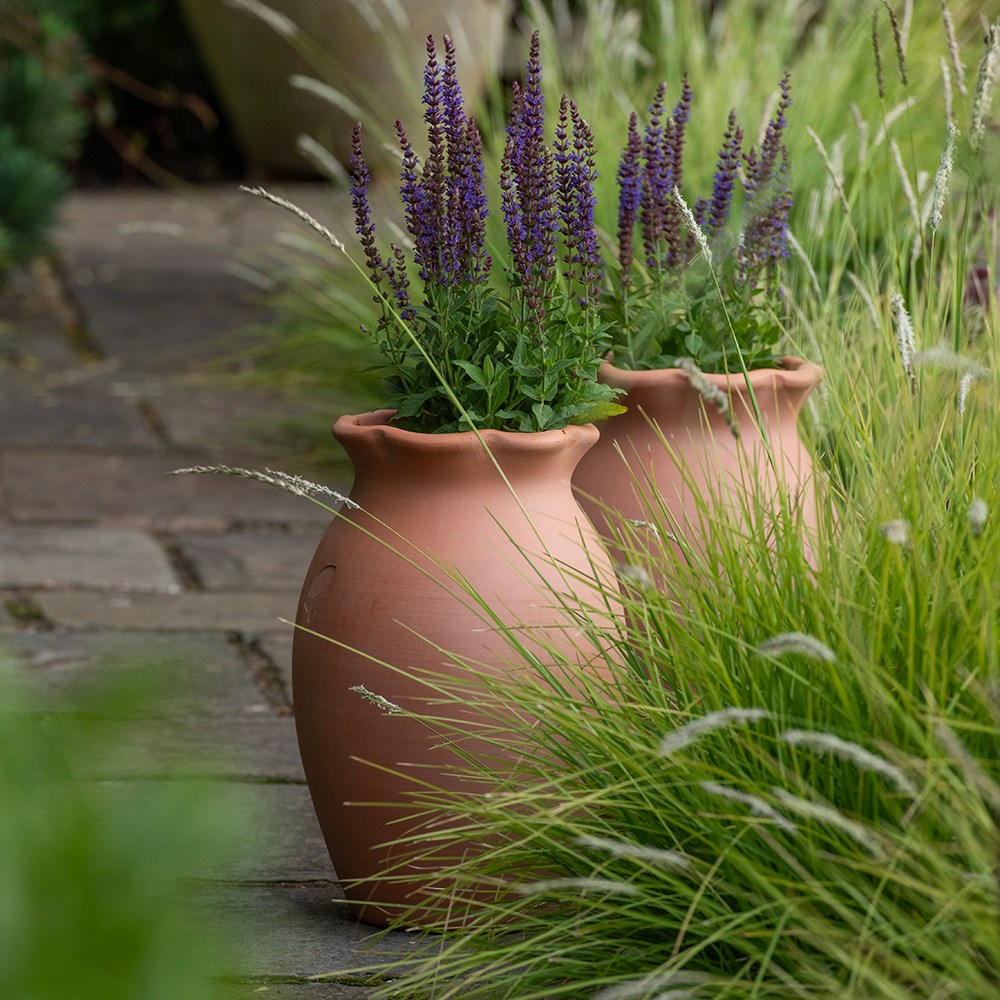 Terracotta ruffle vase pot