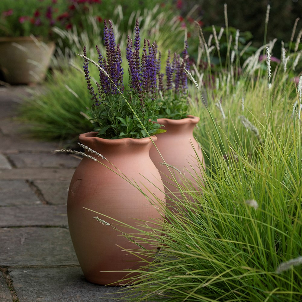 Terracotta ruffle vase pot