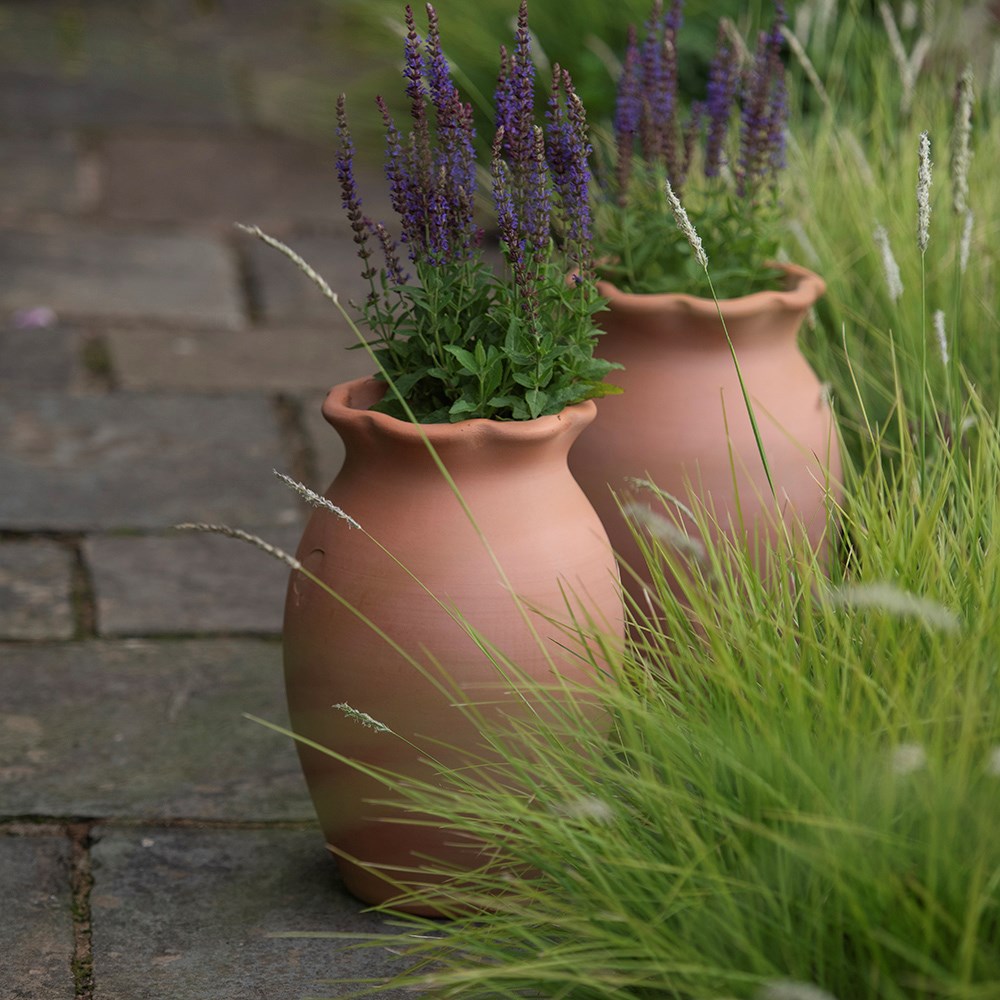 Terracotta ruffle vase pot