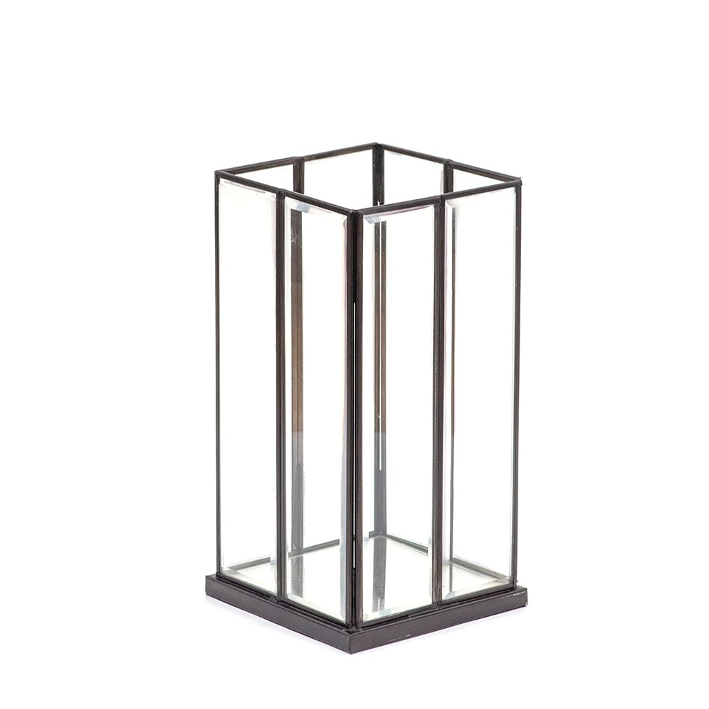 Bevelled glass candle holder