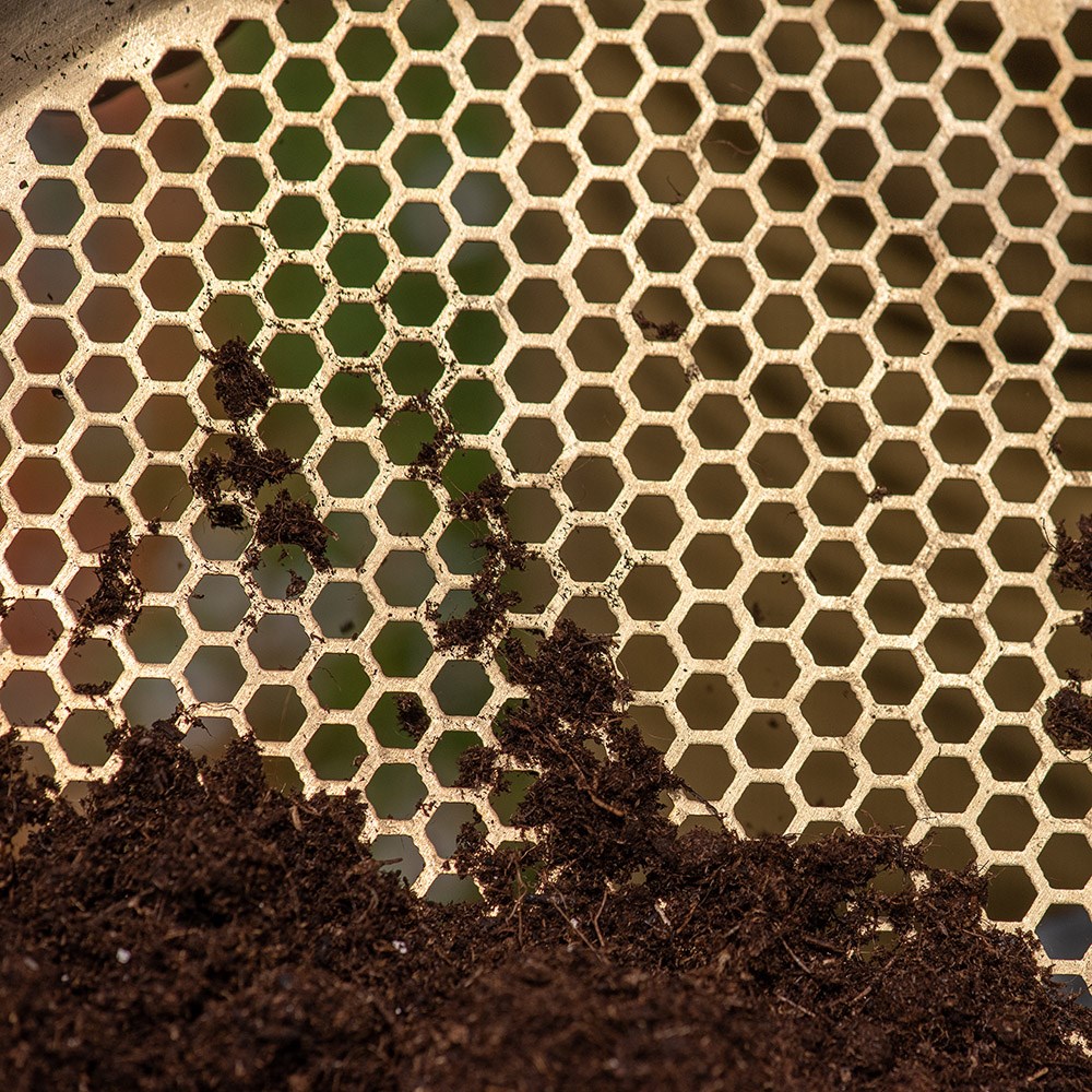 Honeycomb soil sieve - brass