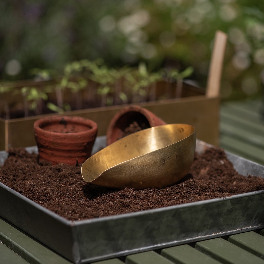 Soil potting scoop - brass