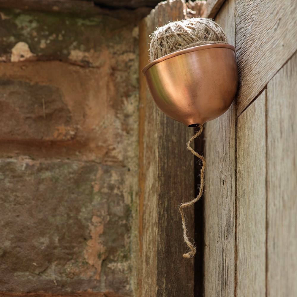 Wall mounted twine and dispenser - copper