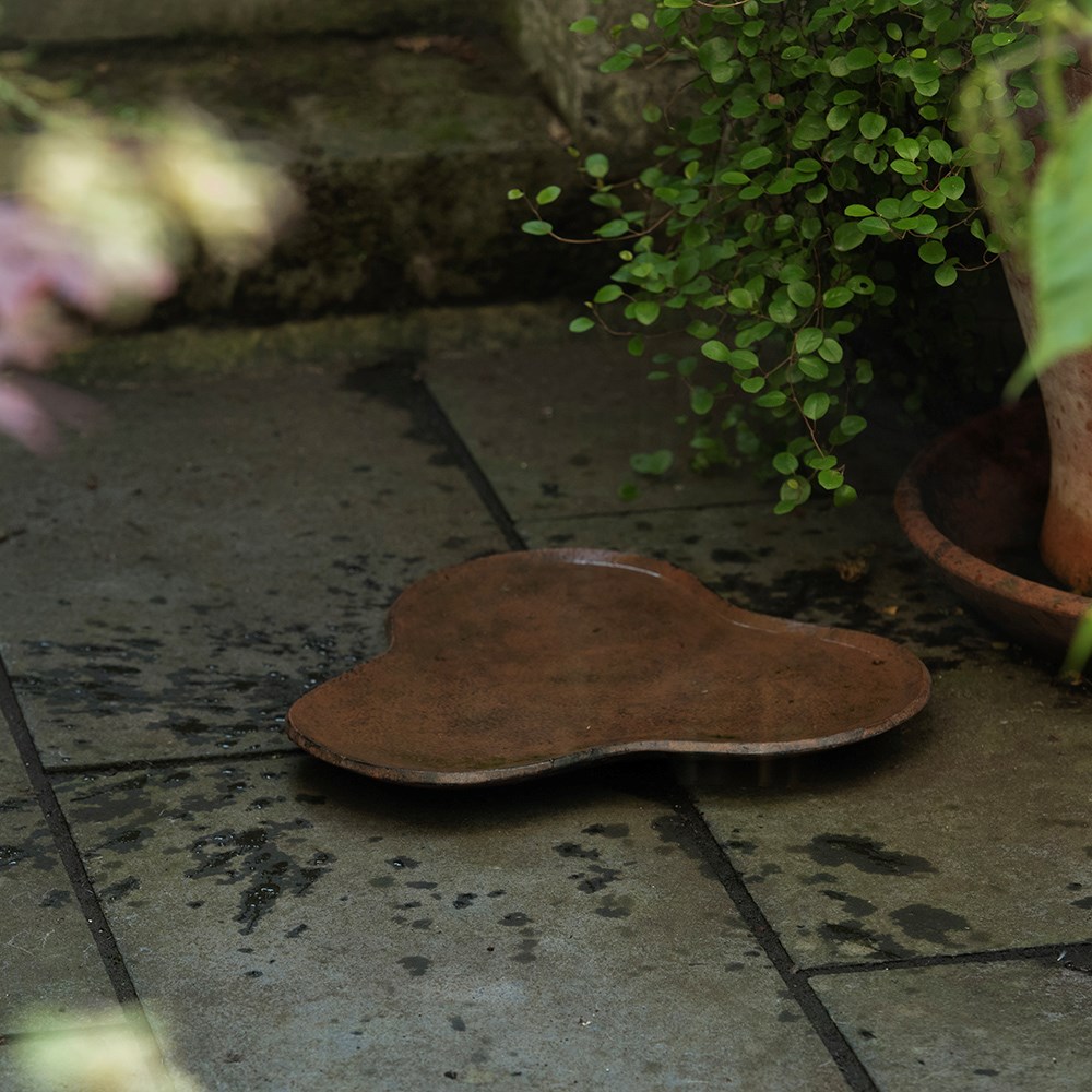 Clover bird bath - rusty brown