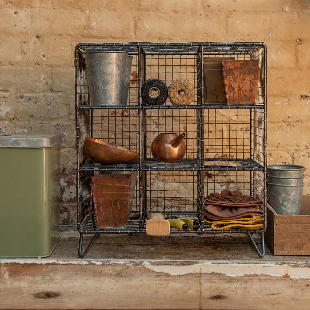 Shed bench top storage