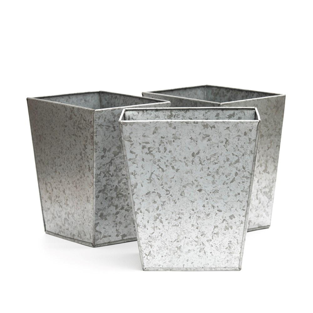 Galvanised balcony pots set of three