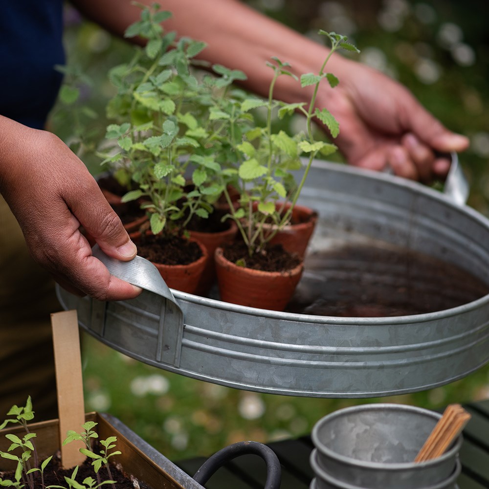 Galvanised metal tray
