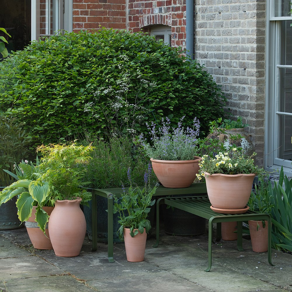 Benches for container displays - tiered set of two