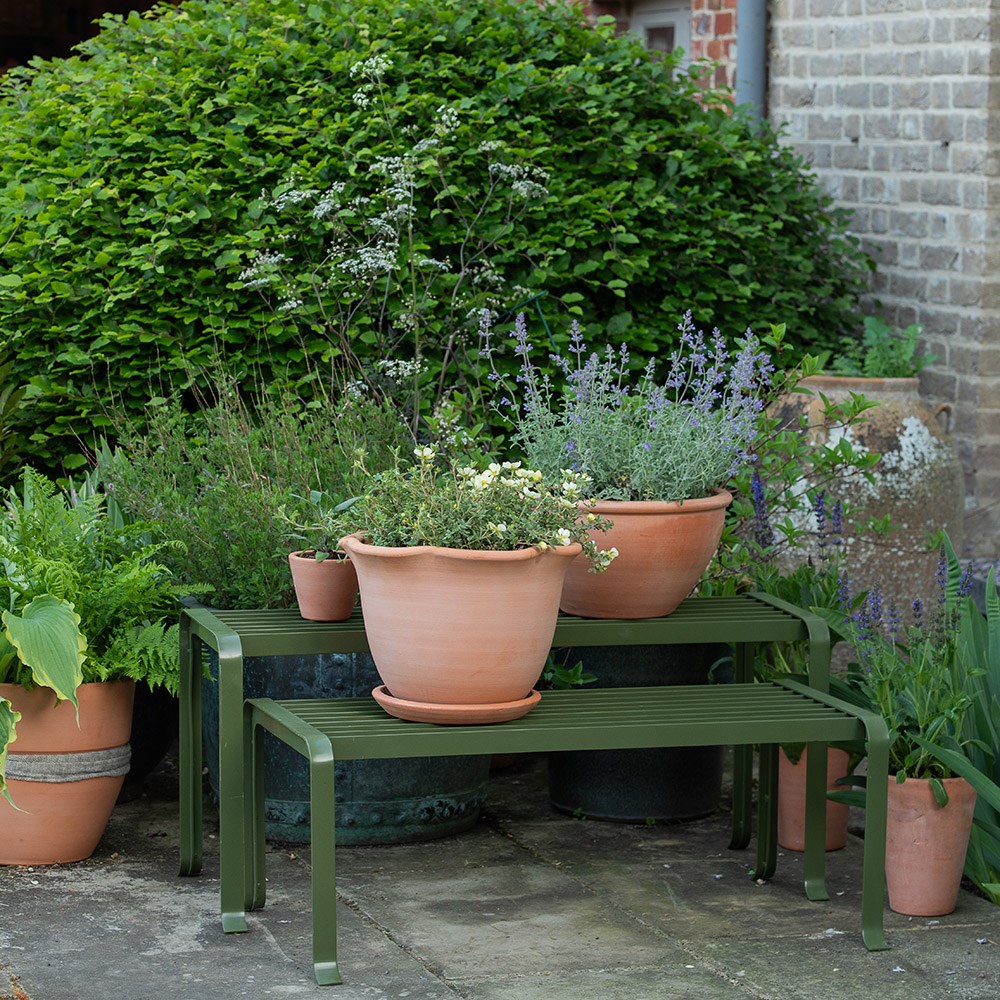 Benches for container displays - tiered set of two