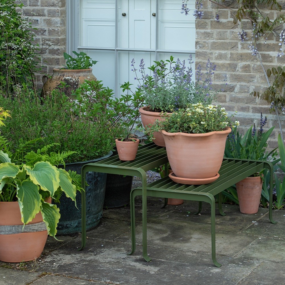 Benches for container displays - tiered set of two