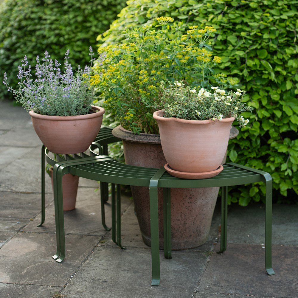 Benches for container displays - semi circular set of two