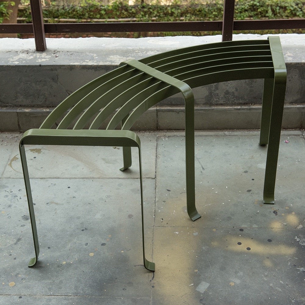 Benches for container displays - semi circular set of two
