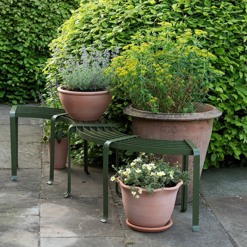Benches for container displays - semi circular set of two