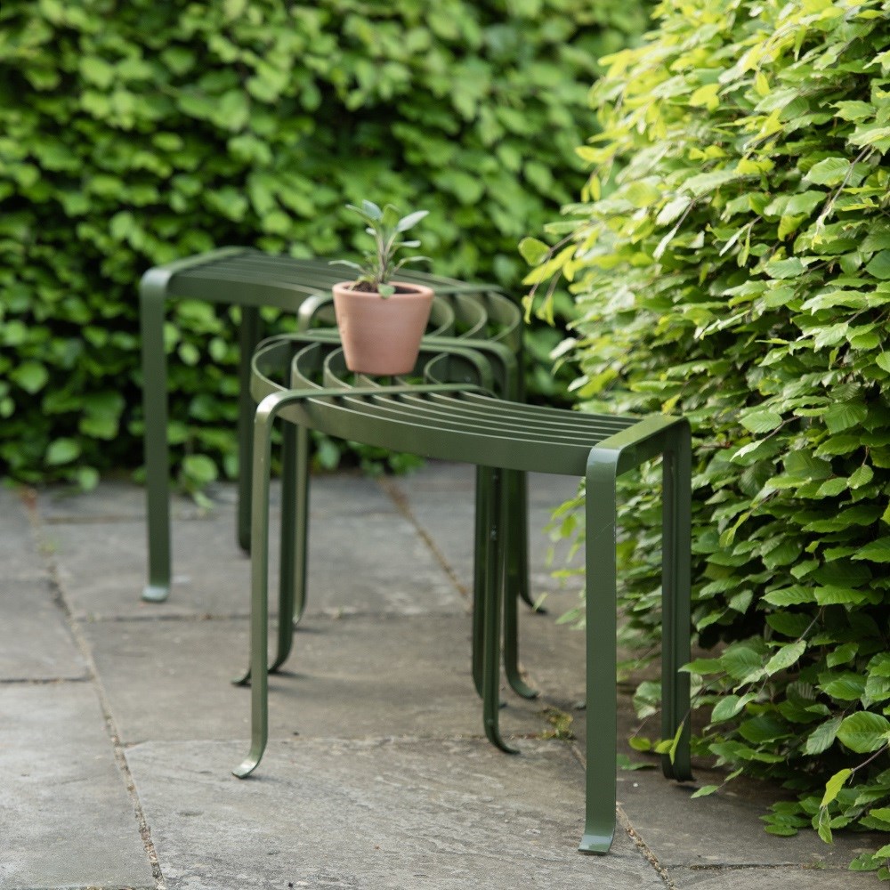 Benches for container displays - semi circular set of two