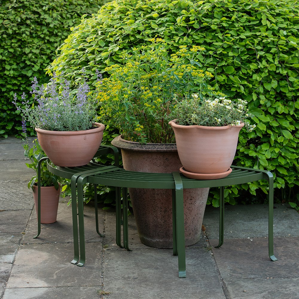 Benches for container displays - semi circular set of two