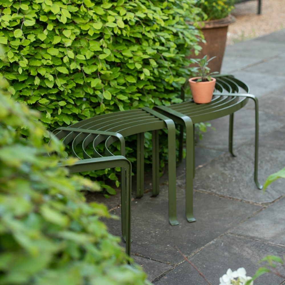 Benches for container displays - semi circular set of two