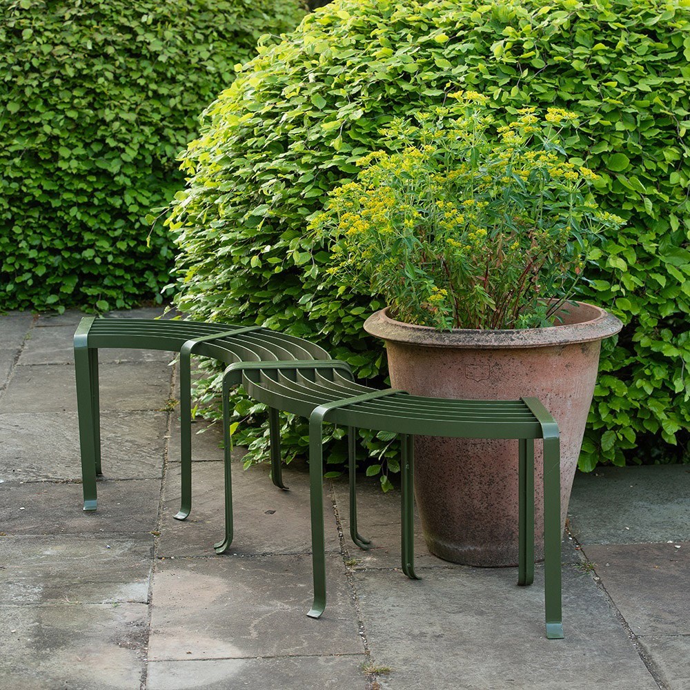 Benches for container displays - semi circular set of two