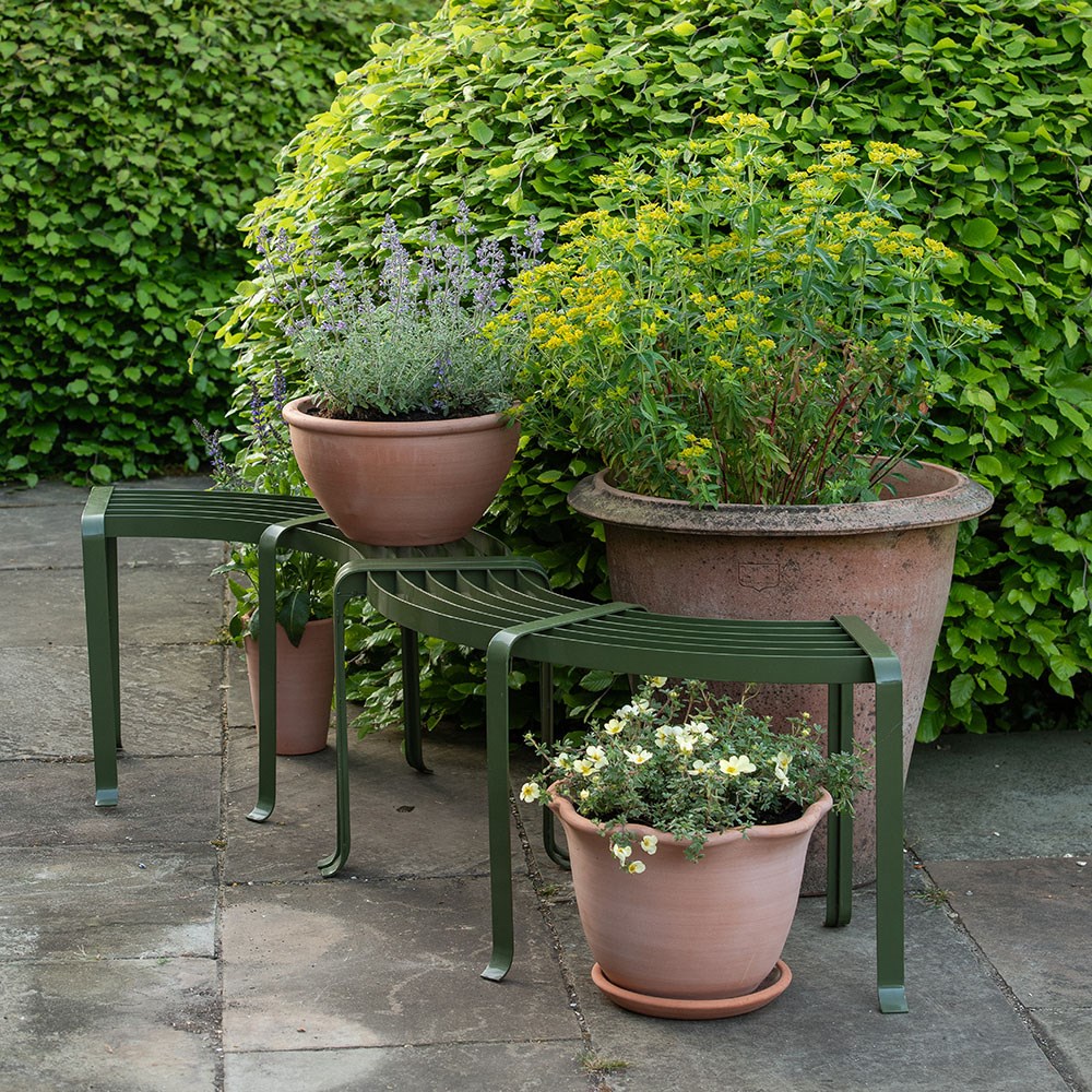 Benches for container displays - semi circular set of two
