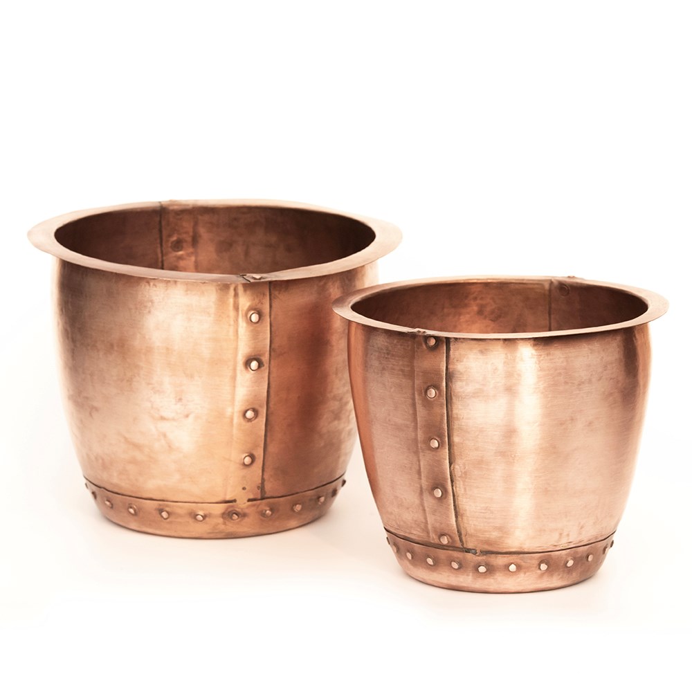 Riveted pot - brushed copper