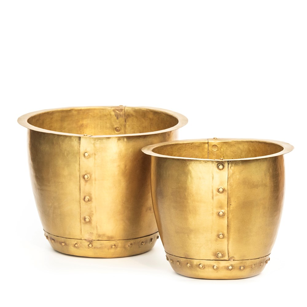 Riveted pot - brushed brass