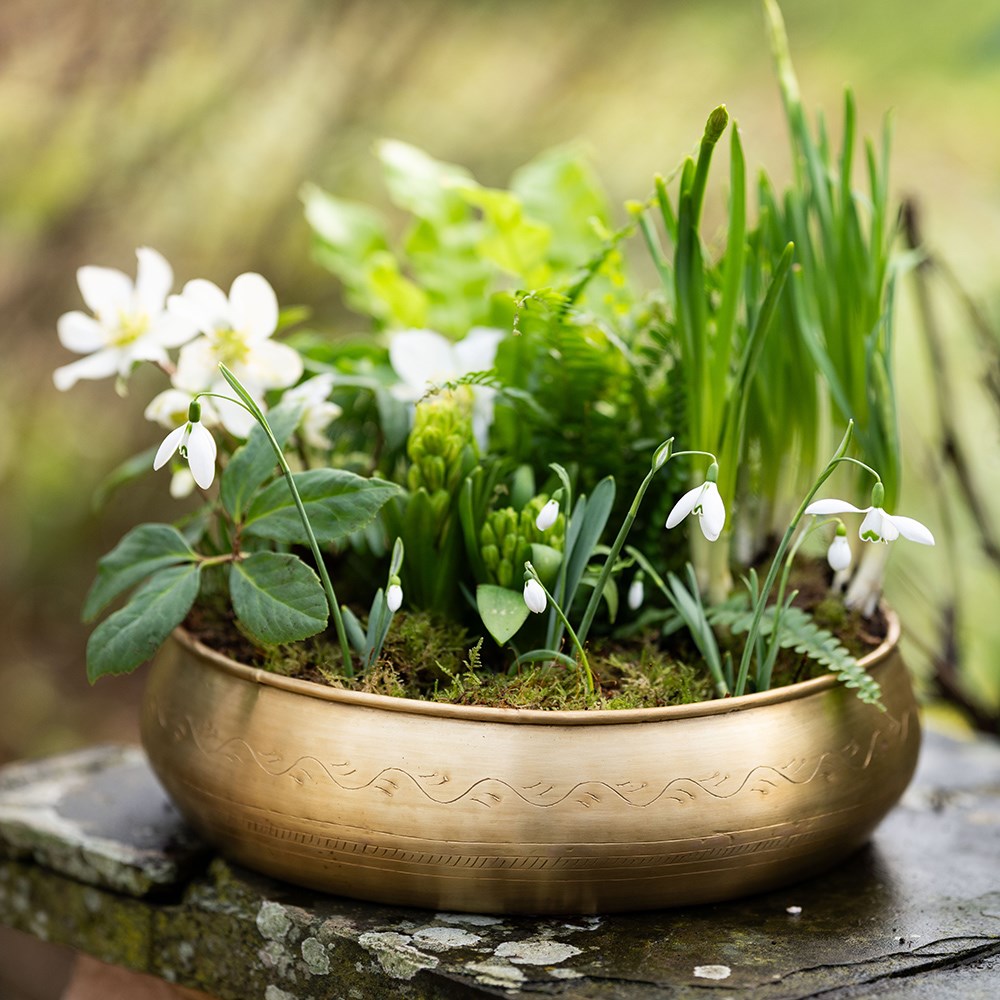 Traditionally etched brass bowl