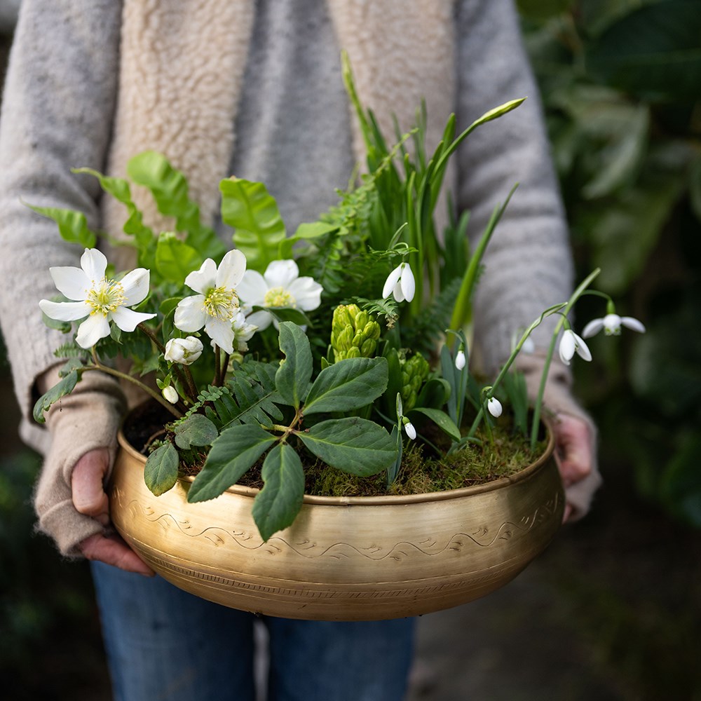 Traditionally etched brass bowl