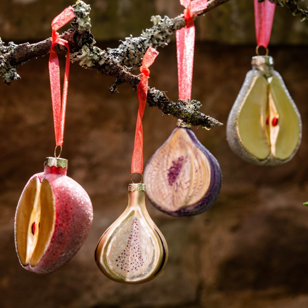 Golden glass fig decoration