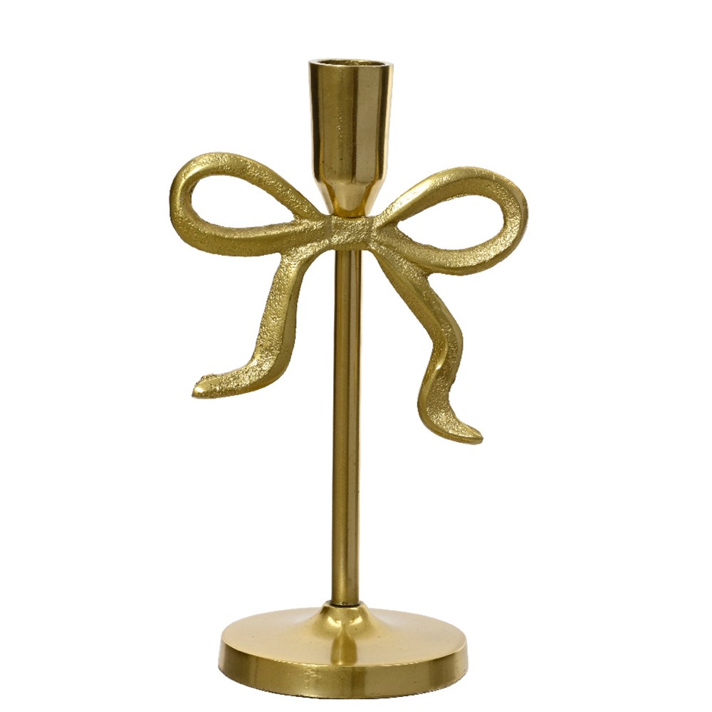 Gold bow candle holder